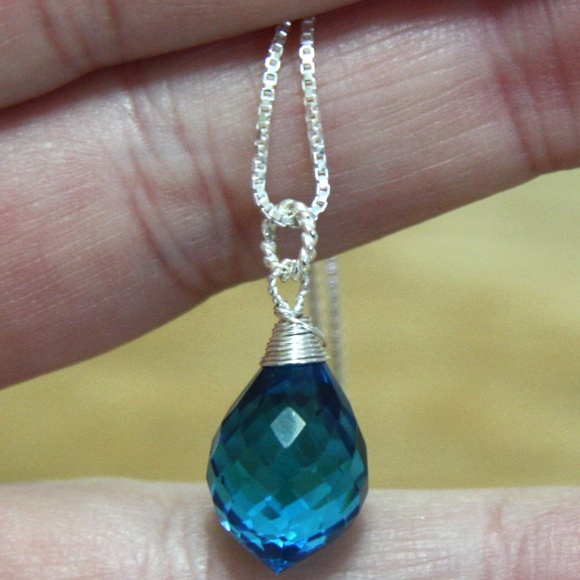 Handcrafted Sterling Silver Paraiba Tourmaline Pendant, October Birthstone - Picture 6 of 8